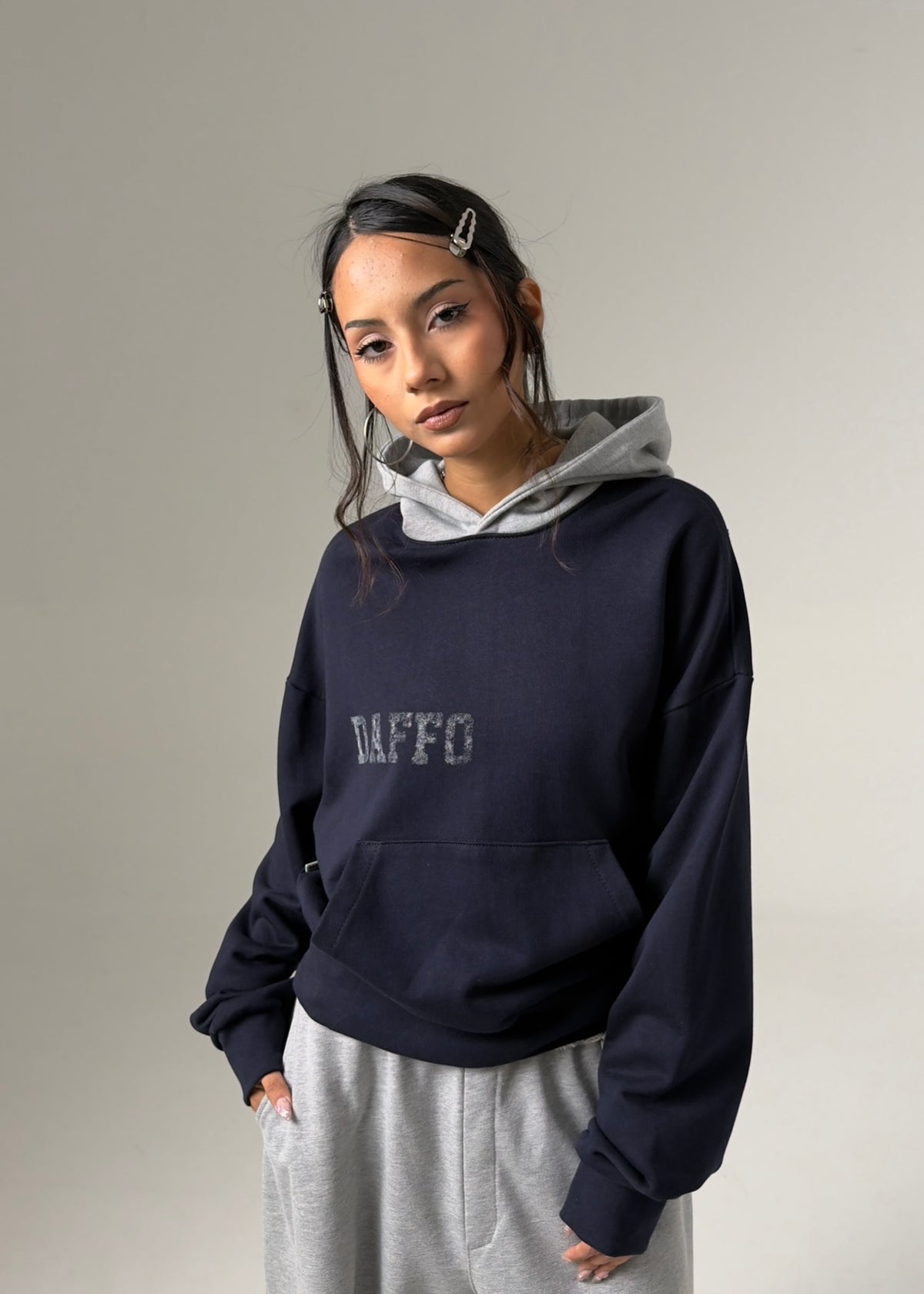 Hoodie cropped DAFFO navy