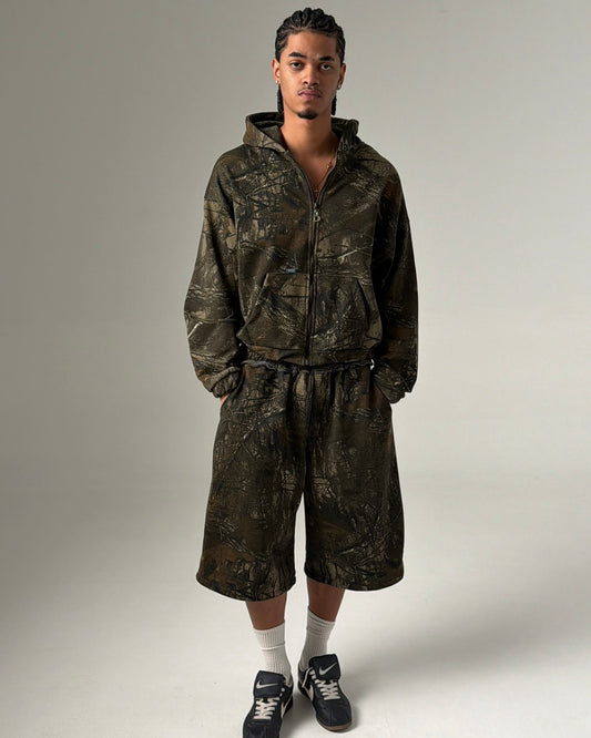 Jort baggy frayed camo forest