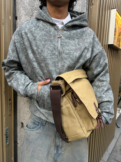 Zip up cropped speckled grey