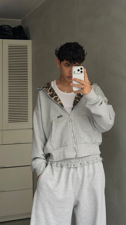 Zip up cropped camo