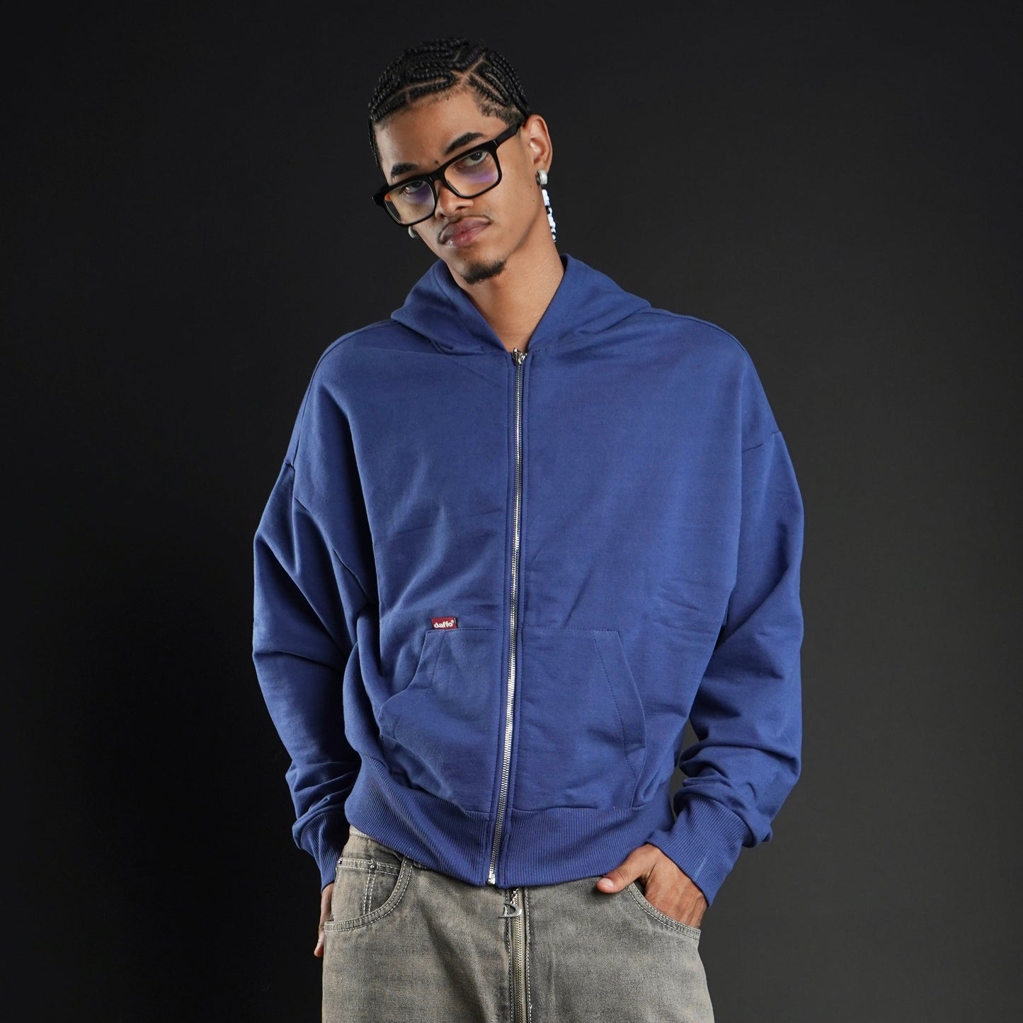 Zip up cropped royal blue