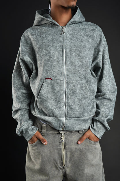 Zip up cropped speckled grey