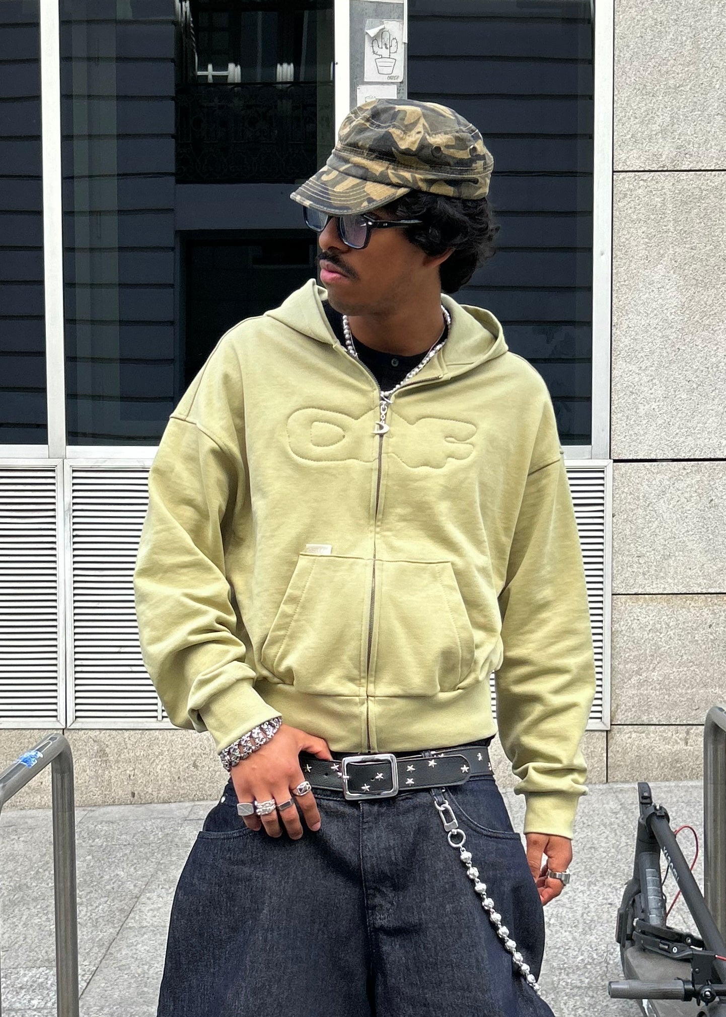 Zip up cropped DAF apple green