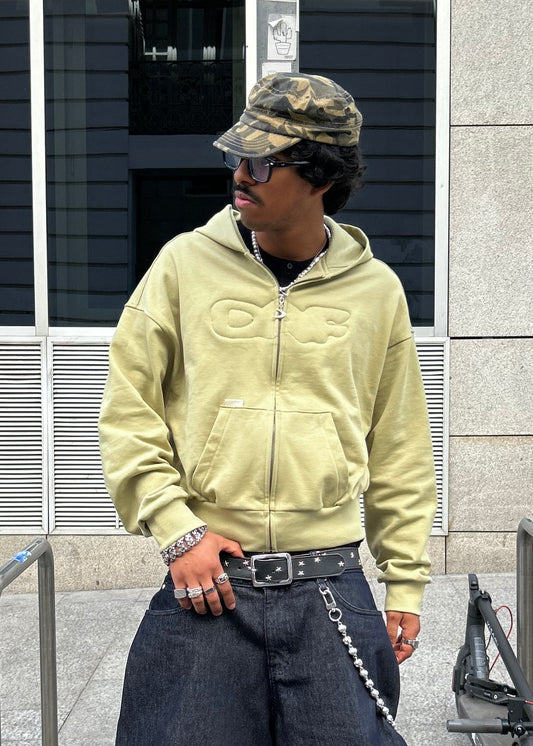 Zip up cropped DAF apple green