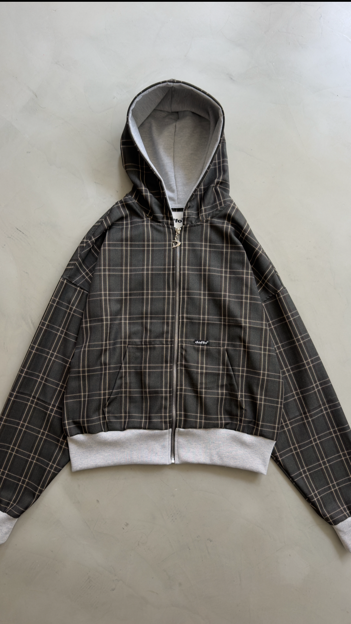 Zip up cropped plaid green