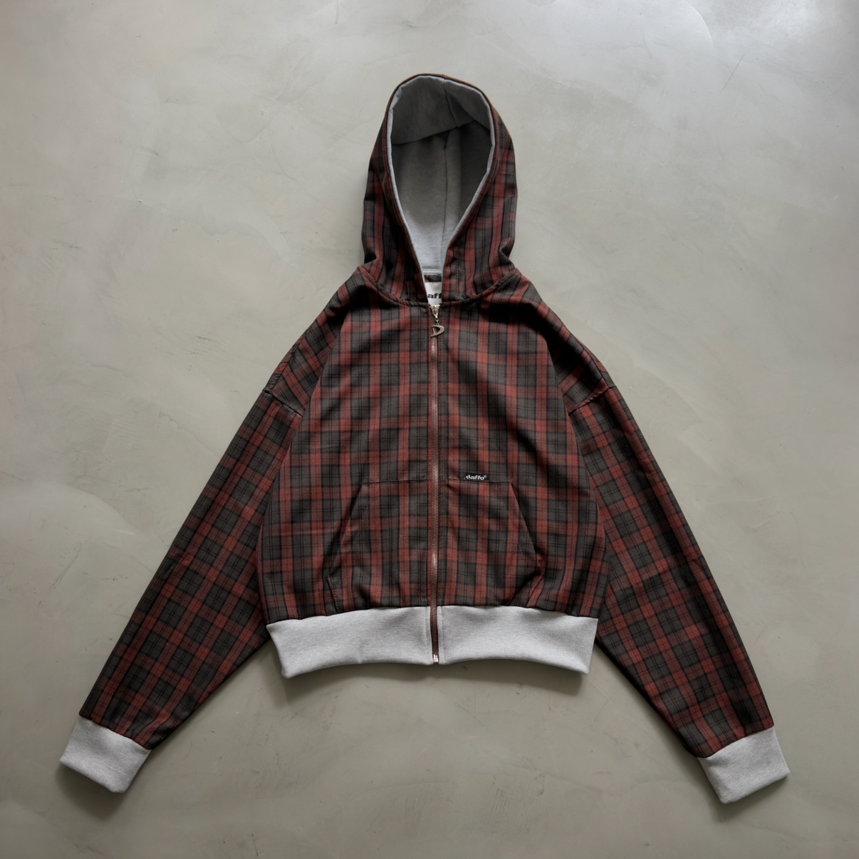 Zip up cropped plaid burgundy