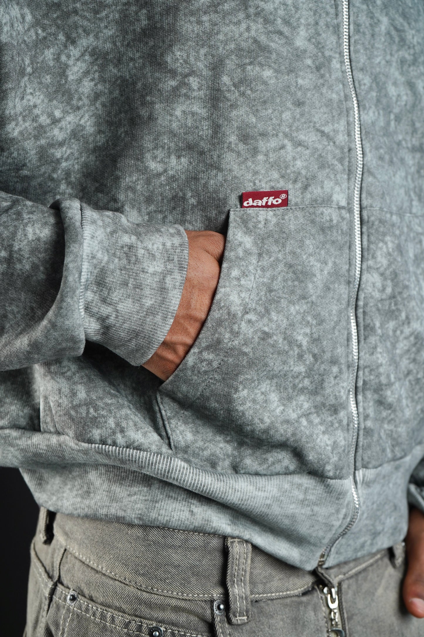 Zip up cropped speckled grey