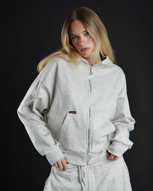 Zip up cropped off white