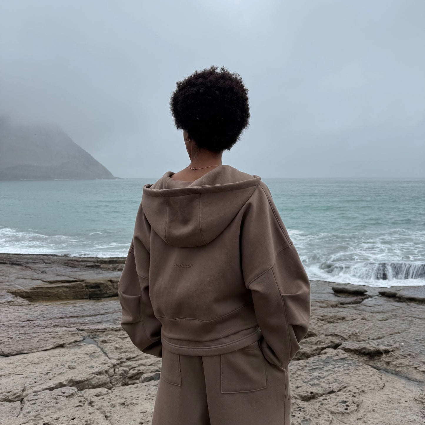 Zip hoodie pliegue cocoa