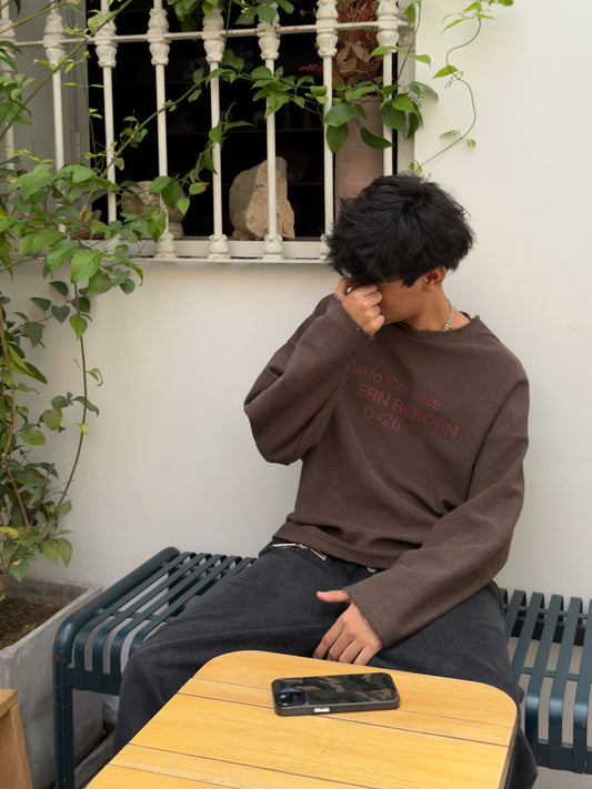 Crewneck sweater pattern reborn brown