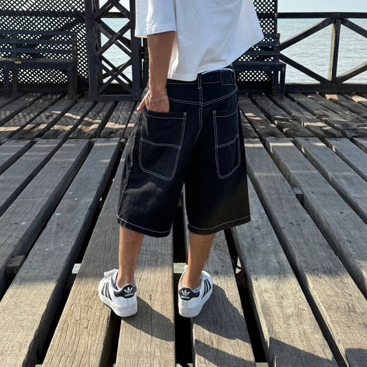 Jort denim white stitching