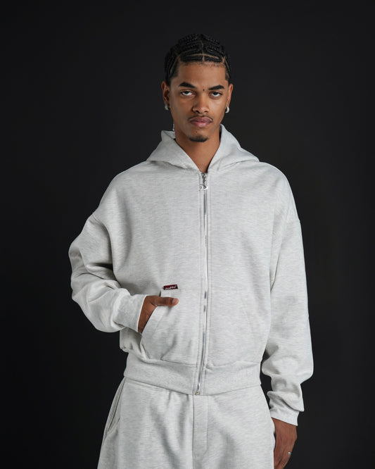 Zip up cropped off white