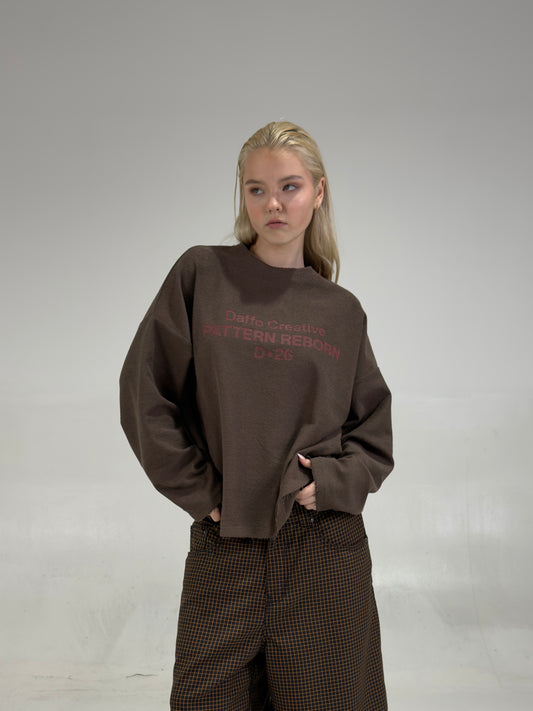 Crewneck sweater pattern reborn brown