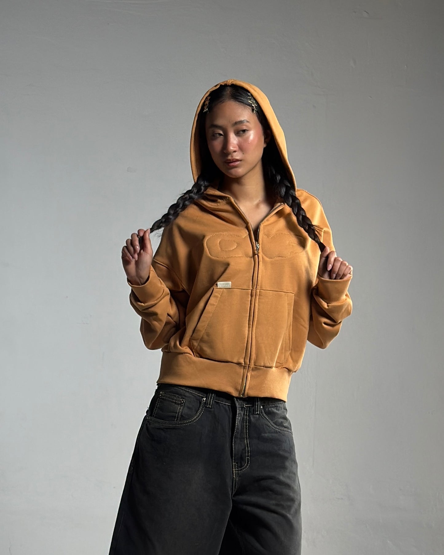 Zip up cropped DAF orange