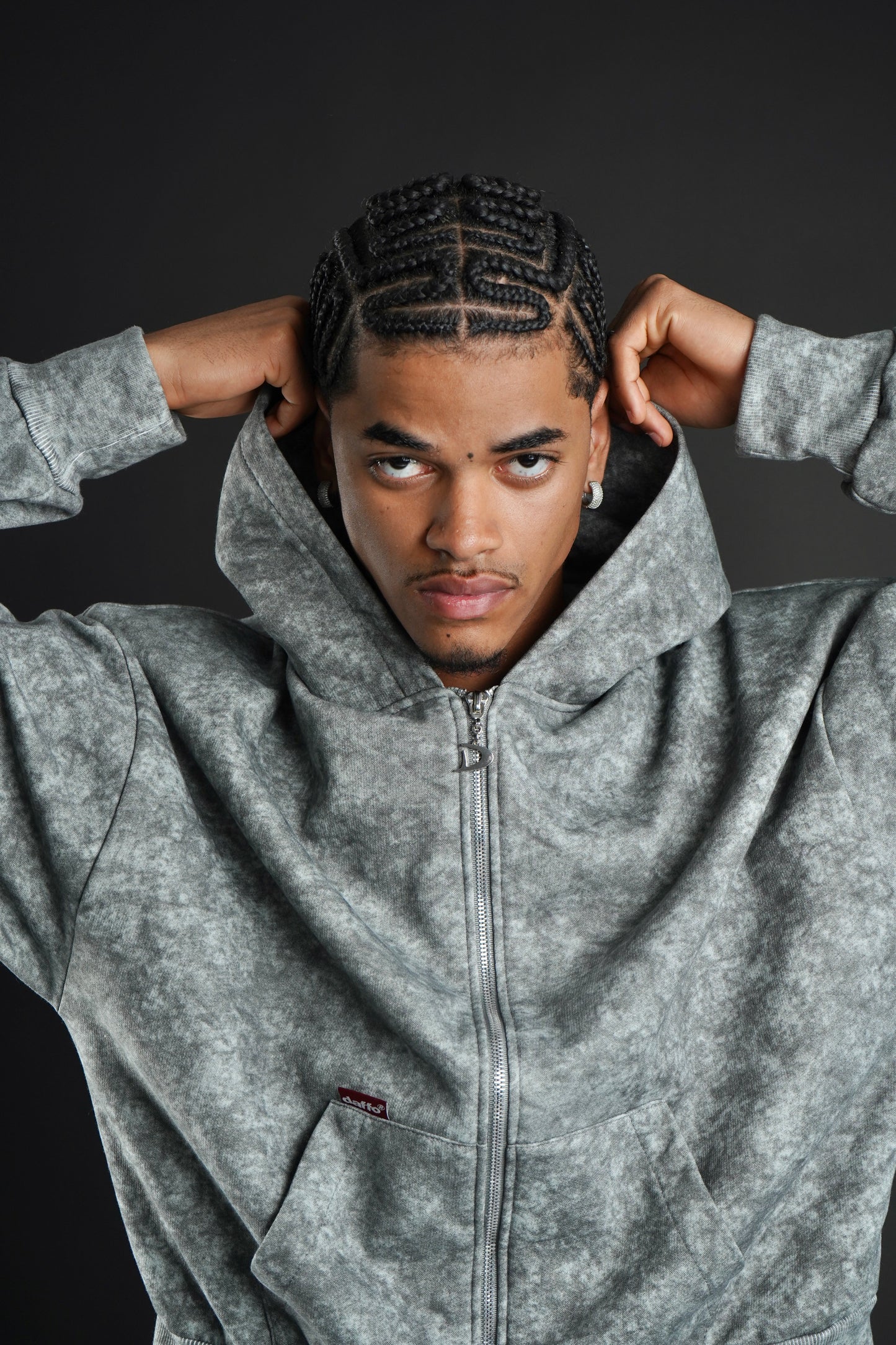 Zip up cropped speckled grey