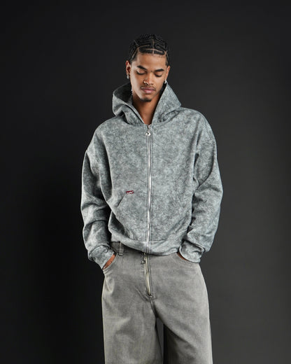 Zip up cropped speckled grey