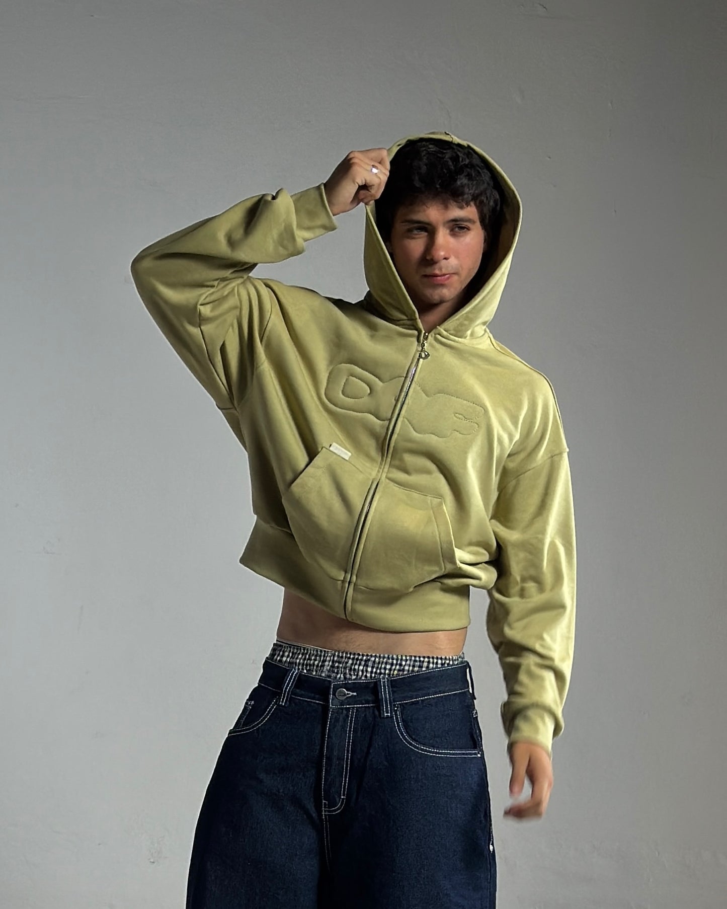 Zip up cropped DAF apple green