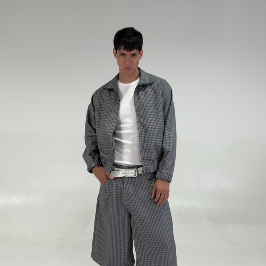 Jacket cropped checks lead