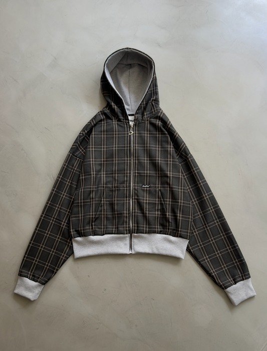 Zip up cropped plaid green