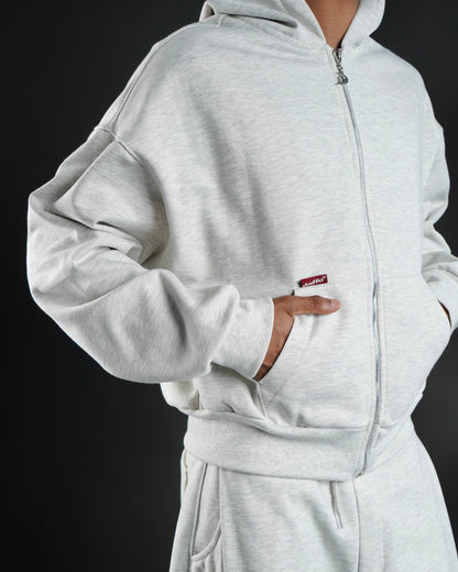 Zip up cropped off white