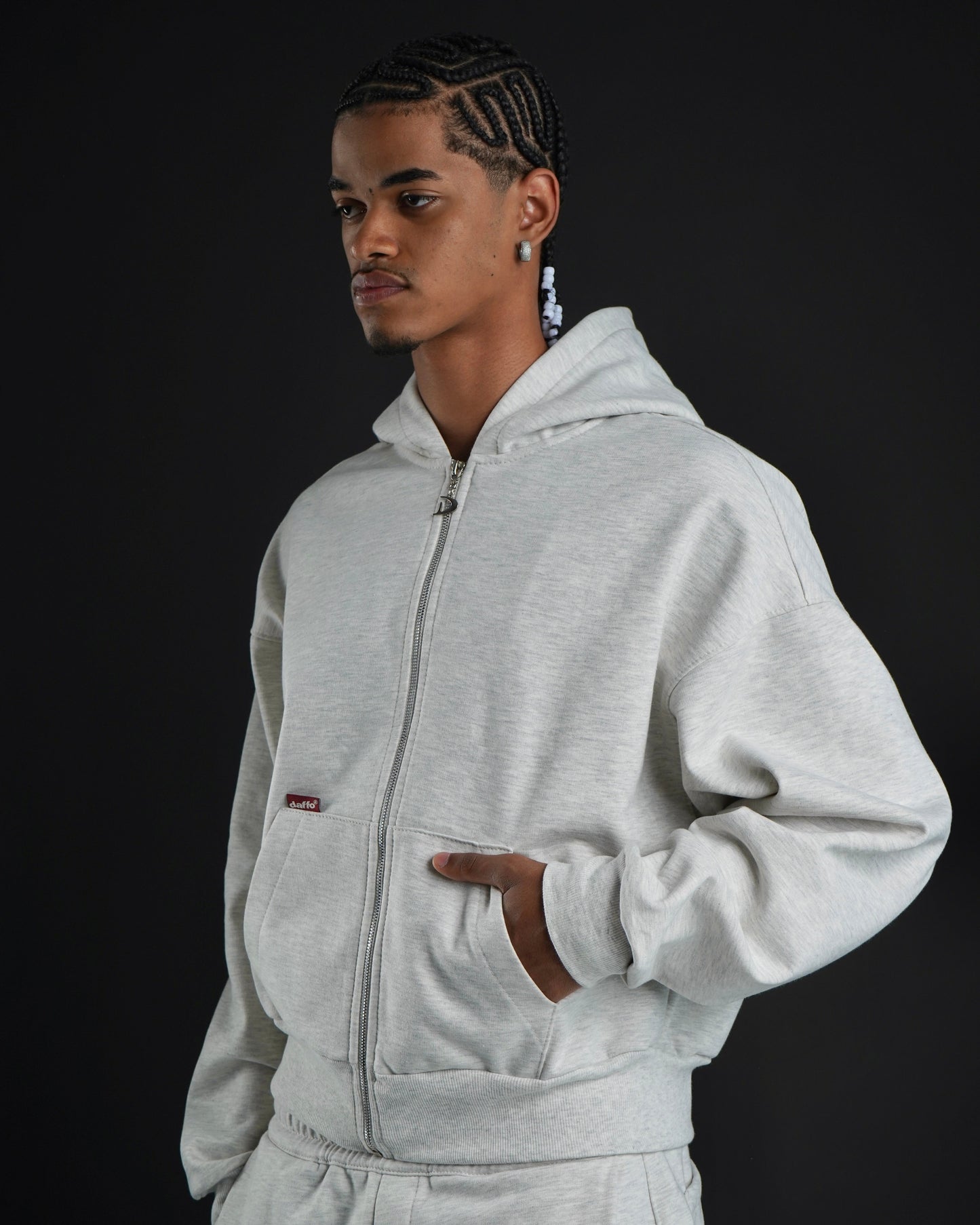 Zip up cropped off white
