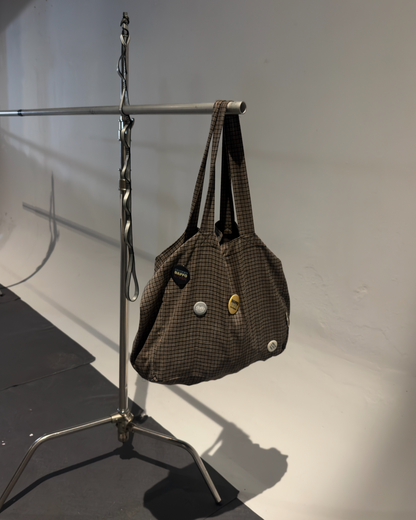 Tote bag plaid brown