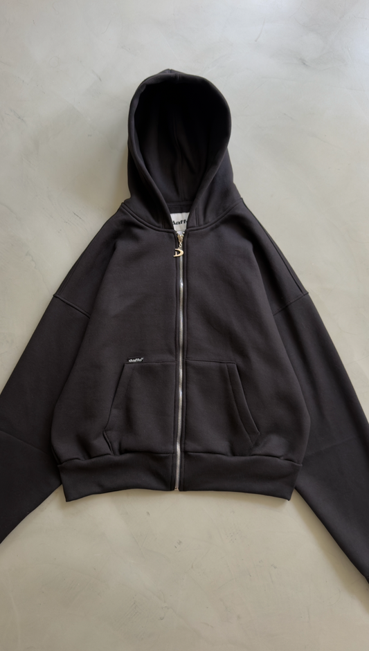 Zip up cropped black