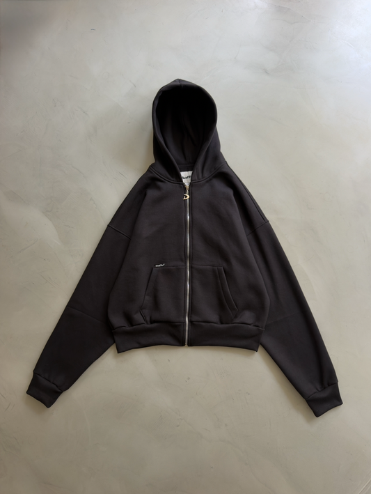 Zip up cropped black